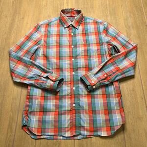 Victorinox Plaid Button Up Shirt Mens M Slim Fit Red Blue Green Check Casual